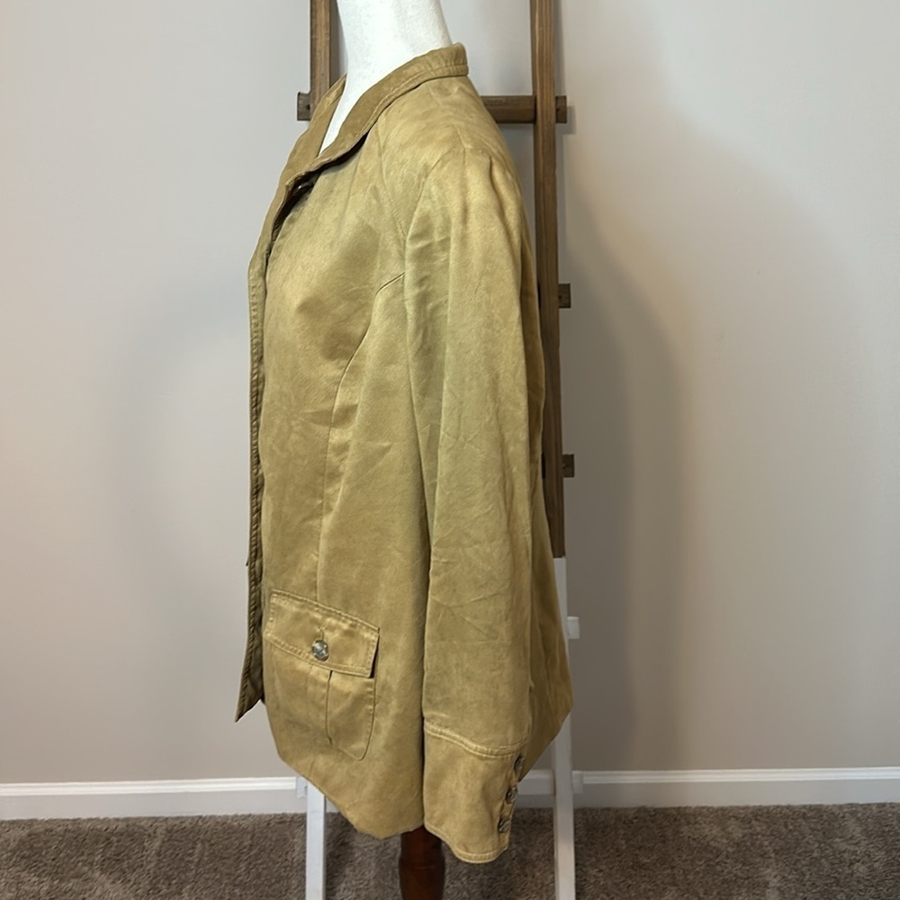 Coldwater Creek Button Up Jacket with Pockets Suede Like Material Size 20 - Picture 16 of 17